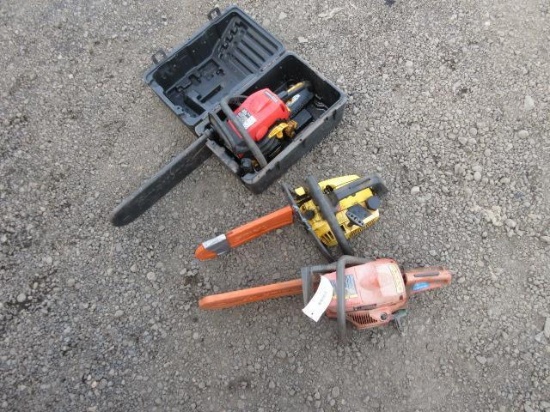 HUSQVARNA 142 15'' CHAINSAW, MCCULLOCH 310 14'' CHAINSAW, & HOMELITE 4218 17'' CHAINSAW W/ CASE