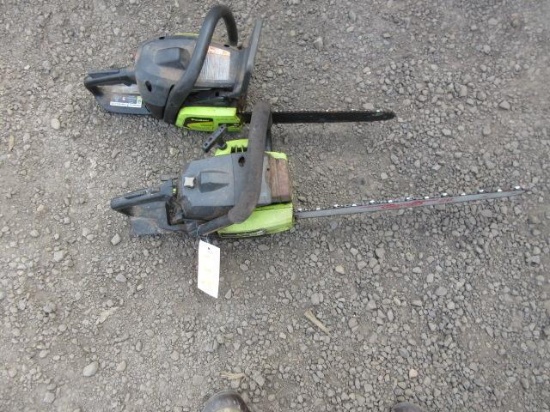 (2) POULAN P3314 14'' CHAINSAWS & (1) POULAN 3400 20'' CHAINSAW