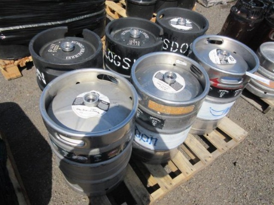 (3) 15.5GAL STAINLESS STEEL KEGS & (3) DAS PLUS 50LB PLASTIC KEGS, *EMPTY - NOT CLEANED