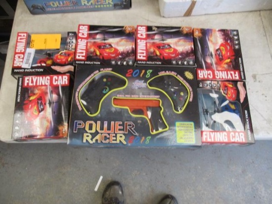 (6) HAND INDUCTION FLYING CARS & (1) POWER RACER SUPER JOYSTICK & POWER GUN GAME