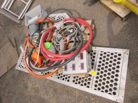 GE MOTORS A/C MOTOR W/ PUMP, ASSORTED HOSES, & ALUMINUM PLATE