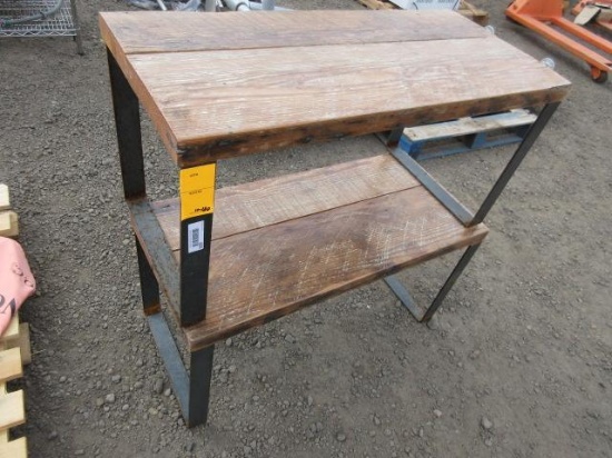 (2) WOOD BENCHES W/ METAL LEGS