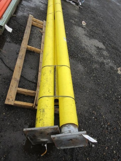 (2) 15' UPRIGHT STEEL POLES W/ PLASTIC COVER & MOUNTING PLATES ON THE POLES