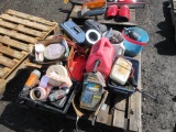 RIDGID NAIL GUN, PORTER CABLE DRILL, GAS CAN, TOOL BOX, & ASSORTED TOOLS