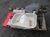 DEWALT 20V WEED EATER, CRAFTSMAN 18'' CHAINSAW, POULAN 16'' CHAINSAW, SINK, US GENERAL INNER TIERED