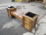 CEDAR BENCH W/ (2) SINGLE POT PLANTERS