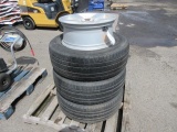 (4) DODGE 5 LUG WHEELS & (3) BRIDGESTONE DUELER H/L 275/60R20 TIRES