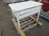 WOODEN DESK W/ METAL TOP