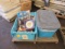 (2) TOTES OF ASSORTED MOTORCYCLE OIL, AIR FILTERS, & (UNUSED) MOTORCYCLE ACCESSORIES