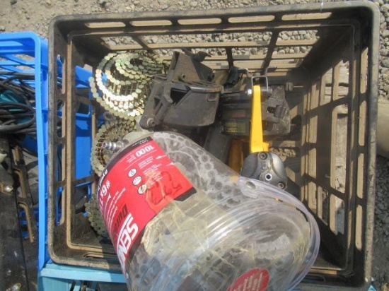 DEWALT NAIL GUN, PORTER CABLE NAIL GUN, & ASSORTED DRYWALL SCREWS & NAILS