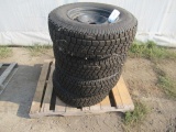 (4) AVALANCHE 245/75R16 STUDDED TIRES ON 5 LUG STEEL WHEELS