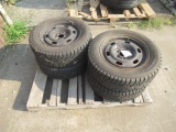 (4) HANKOOK 195/65R15 STUDDED TIRES ON 5 LUG STEEL WHEELS