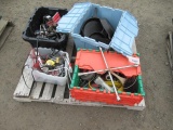 ASSORTED HAND TOOLS & CAST IRON PANS