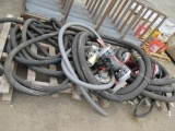 BELL & GOSSETT 5 X 7 ELECTRIC WATER PUMP, ASSORTED FITTING/VALVES, & ASSORTED SUCTION HOSE