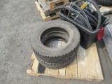 (2) HANKOOK 185/70R114 STUDDED TIRES & ASSORTED HYDRAULIC HOSE