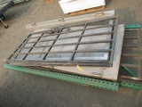 METAL DOOR FRAME & DOOR, (2) METAL SECURITY DOORS, & (2) 92'' X 42'' PALLET RACK UPRIGHTS