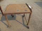 31'' X 31'' X 30 12'' METAL ROLL AROUND TABLE, 48'' X 36'' X 34'' WORK TABLE, & 36'' X 31'' METAL