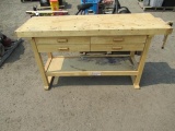 5' X 20'' WOOD 4-DRAWER WORKBENCH W/ VISE