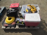 FIX PRO, BACKPACK, FOLDING CHAIR, COOLER JUMPER CABLES, VACUUM & ASSORTED ELECTRONICS