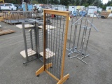 CLOTHING DISPLAY RACK ON WHEELS, STATIONARY METAL CLOTHING RACK, & (2) DISPLAY RACKS ON WHEELS