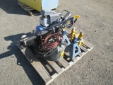 PT CREEPER, CAMPBELL HAUSFELD 8GAL AIR COMPRESSOR, 2.5GAL PAINT POT W/ HOSE, PORTER CABLE 314 4.5''