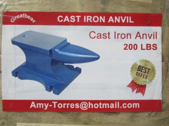 2023 GREATBEAR 200LB CAST IRON ANVIL (UNUSED)