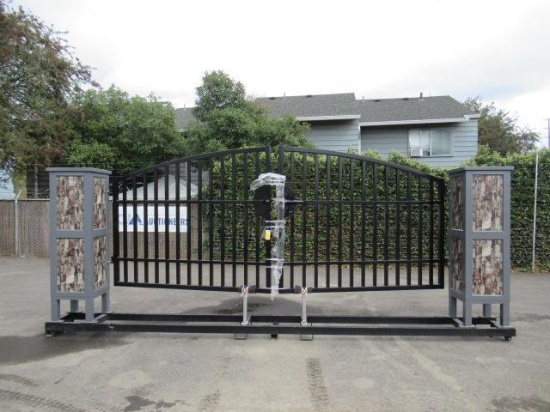 2023 GREATBEAR 20' BI-PARTING FARM DRIVEWAY GATE W/ PILLARS (UNUSED)