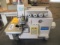 (2) GLOBAL OV514-240 COMMERCIAL SEWING MACHINES & (1) BASE UNIT