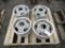 (4) 8 LUG STEEL WHEELS W/ BEAUTY RINGS