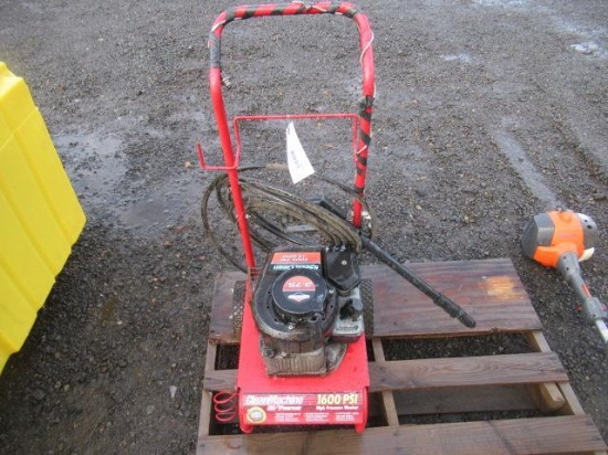 COLEMAN CLEAN MACHINE PRESSURE WASHER ON WHEELS W/ HOSE & WAND, 1600 PSI