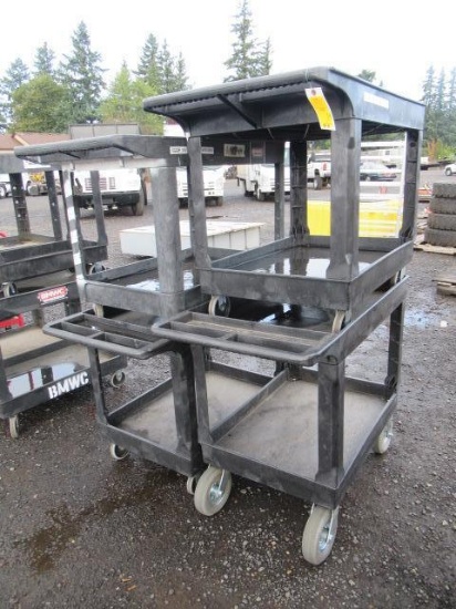 2' X 3' DOUBLE TRAY RUBBERMAID CART & (3) 2' X 3' DOUBLE TRAY ULINE CARTS