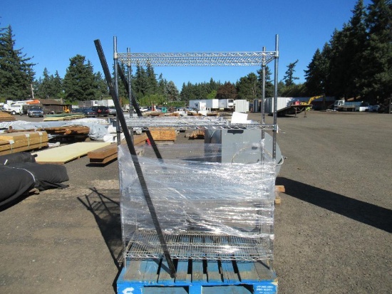 NSF METAL WIRE RACKING - (4) 47'' X 17 3/4'' SHELVES & (5) ASSORTED SIZE SHELVES