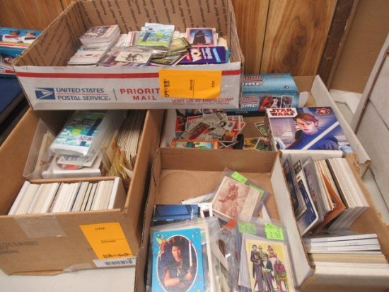(5) BOXES OF ASSORTED COLLECTABLE HOLLYWOOD, BASEBALL, BASKETBALL, NATURE, & MILITARY CARDS
