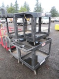 2' X 3' DOUBLE TRAY ULINE CART, 30'' X 12' FLAT TOP CART, & (2) 2' X 3' DOUBLE TRAY RUBBERMAID CARTS