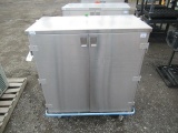 3-SHELF STAINLESS STEEL ROLLING CART W/ DOUBLE DOOR, 44'' X 21'' X 51''