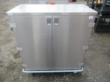 3-SHELF STAINLESS STEEL ROLLING CART W/ DOUBLE DOOR, 44'' X 21'' X 51''