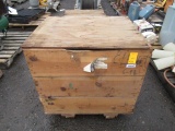 WOODEN TOTE OF ASSORTED LARGE GEARS
