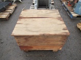 WOODEN TOTE OF ASSORTED INDUSTRIAL GEAR