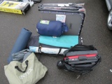 ASSORTED CAMPING GEAR - TENTS, COTS, SLEEPING BAGS & PADS, & COLEMAN STOVE