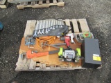 3-DRAWER SET OF DRILL BITS, ASSORTED LARGE DRILL BITS & WIRE, (2) CP IMPACT GUNS, RYOBI 6'' BENCH
