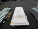 (2) 4' PLASTIC FOLDING TABLES, (2) 4' WOOD STYLE FINISH FOLDING TABLES, & (1) 6' FOLDING TABLES