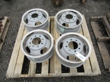 (4) 8 LUG STEEL WHEELS W/ BEAUTY RINGS