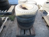 (4) ASSORTED MAKE 7-14.5 TRAILER TIRES ON WHEELS