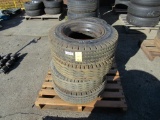 (7) ASSORTED MAKE 7-14.5 TRAILER TIRES ON WHEELS