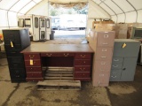 65.5'' X 31'' 6-DRAWER DESK, 5-DRAWER FILING CABINET, & (2) 4-DRAWER FILING CABINETS