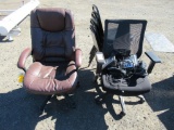 (2) ROLLING OFFICE CHAIRS & (4) SOFT CUSHION METAL CHAIRS