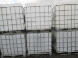 (6) IBC LIQUID STORAGE POLY TANKS W/ METAL BASKETS