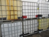 (6) IBC LIQUID STORAGE POLY TANKS W/ METAL BASKETS
