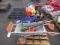 WORX HAND TRUCK/WHEELBARROW, SAWHORSE, (2) CORDED CHAINSAWS, & (3) CORDED ELECTRIC WEED EATERS