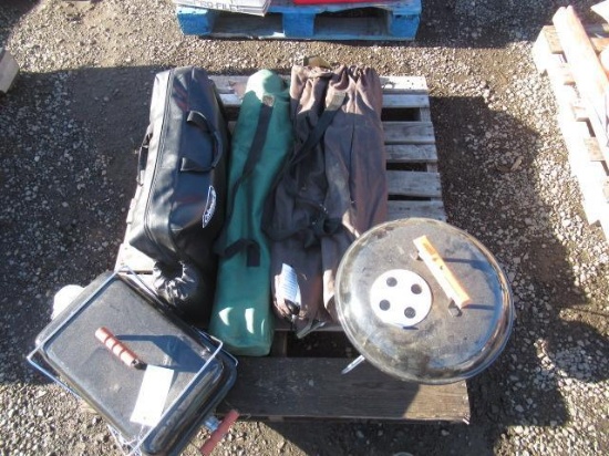 (3) PORTABLE MINI GRILLS & (3) FOLDING CHAIRS